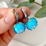 LEFIREL' Серьги серебряные женские "Нимфея" с цветами из муранского стекла / ювелирные украшения из родированного серебра 925