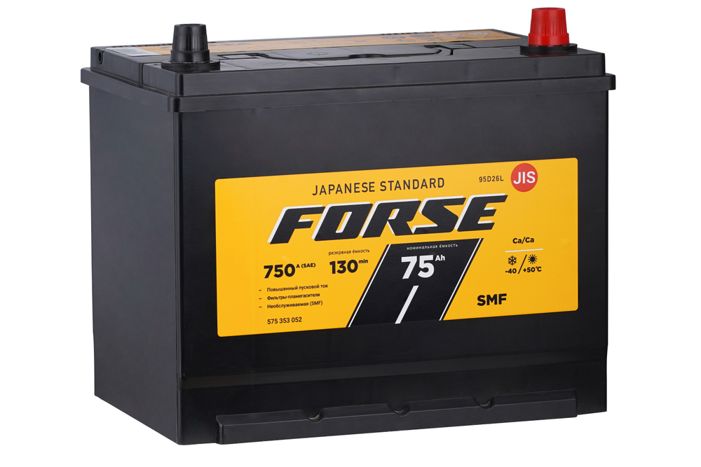 Аккумулятор 6СТ-75 VL(0), о.п., R+, FORSE (JIS)