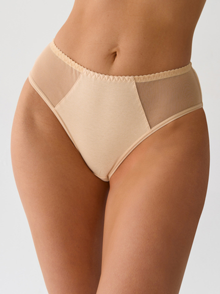 Набор трусов (2шт.) хлопок с вставкой из сетки бежевый