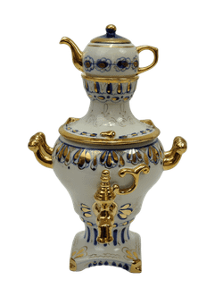 &&& Статуэтка "Самовар с заварочным чайничком" Гжель