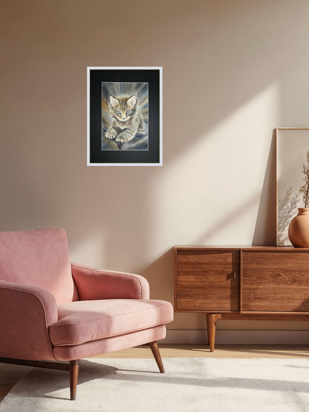 Картина авторская акварельная в паспарту 30х40 см на стену для интерьера "Малыш"