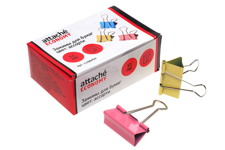 Зажим для бумаг металлический 51мм цветной 12шт/уп Attache Economy цена за 1шт