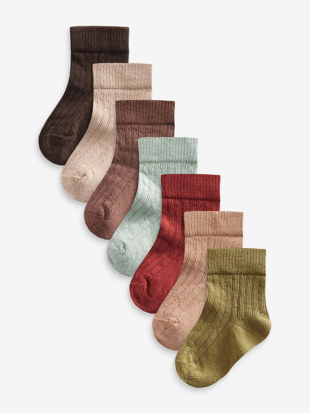 Носки для малышей Next D61-763, 7 шт., Бежевый, Коричневый, Красный