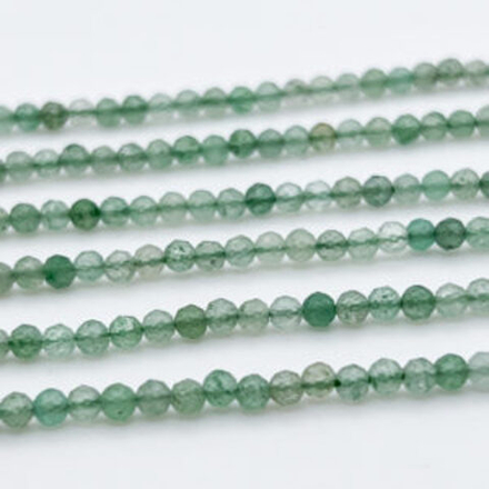 Авантюрин граненый бусины, диаметр 2,9-3,1 мм, цена за отрезок 19 см (1/2 нити)