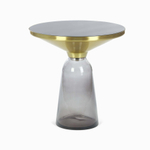 Кофейный столик Vaso Glass диаметр 50 стекло закалённое, серый. черный