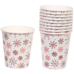 Стакан бумажный 0,2л в наборе 10 шт «Снежные искры», красный