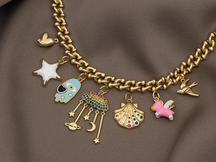 Подвеска Облачко со стразами, 28мм