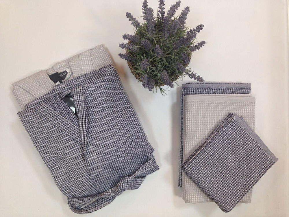 Халат вафельный Mirabello Marsiglia HOOD серый