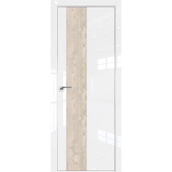 Межкомнатная дверь глянцевая Profil Doors 5LK белый люкс со вставкой