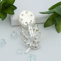 Брошь "Цветок", роза нежная, цвет белый в серебре