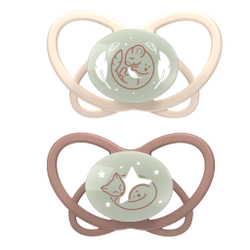 NIP Соска пустышка, силикон "Butterfly Night ", бежевый, размер 2 (6+)