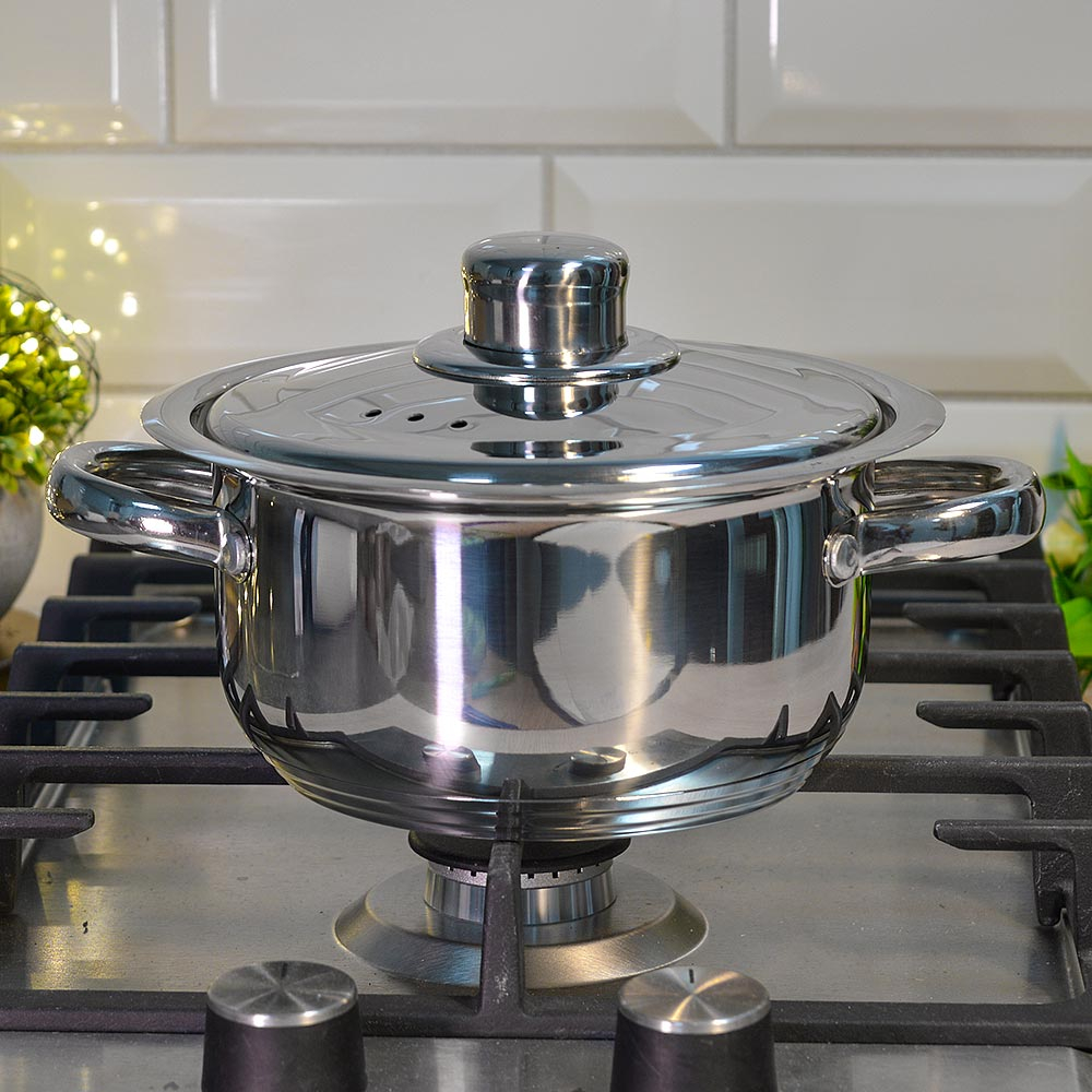 Кастрюля 1,8л нерж "Астра", d16см, h9см с металлической крышкой, ТРС, капсульное дно, индукция