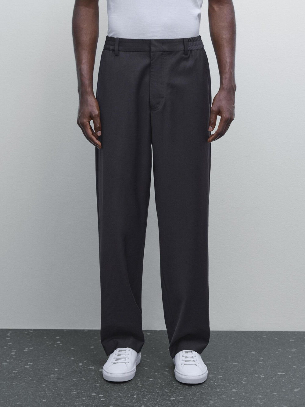 Massimo Dutti Брюки-джоггеры из шерстяной смеси, темно-синий