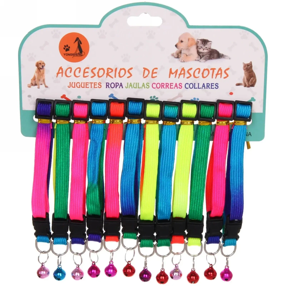 Ошейник с колокольчиком «Неоновое настроение» микс цветов 1*19/32см