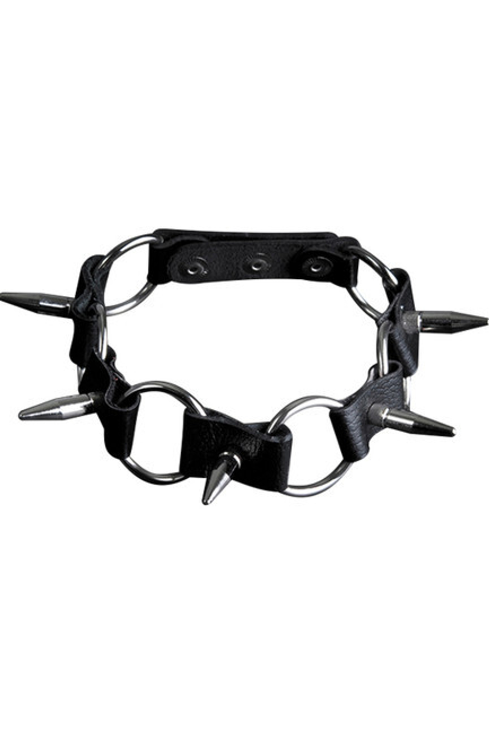 Чёрный кожаный ошейник с длинными шипами (Цвет: черный)