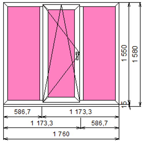 Пластиковое окно 1550 х 1760 ТермА Эко