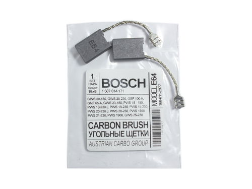 Щетки Bosch GWS 20-180, GWS 26-230, GSF 100 A, PWS 18-180 (6х16) электроугольные Аналог- 1607014171