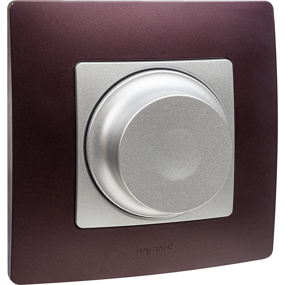 Диммер поворотно-нажимной универсальный LED 300Вт без нейтрали - алюминий ETIKA Legrand