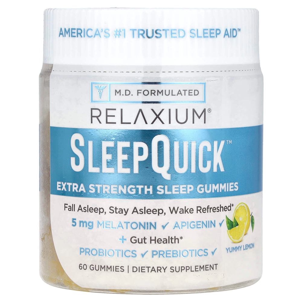Relaxium, SleepQuick ™, жевательные таблетки повышенной силы, вкусный лимон, 60 жевательных таблеток