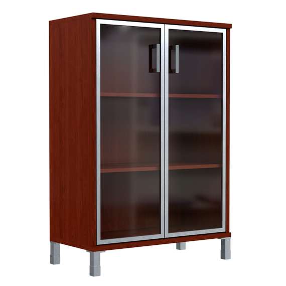 Шкаф средний со стеклянными дверьми в AL-рамке B 420.7  900х450х1286 BORN