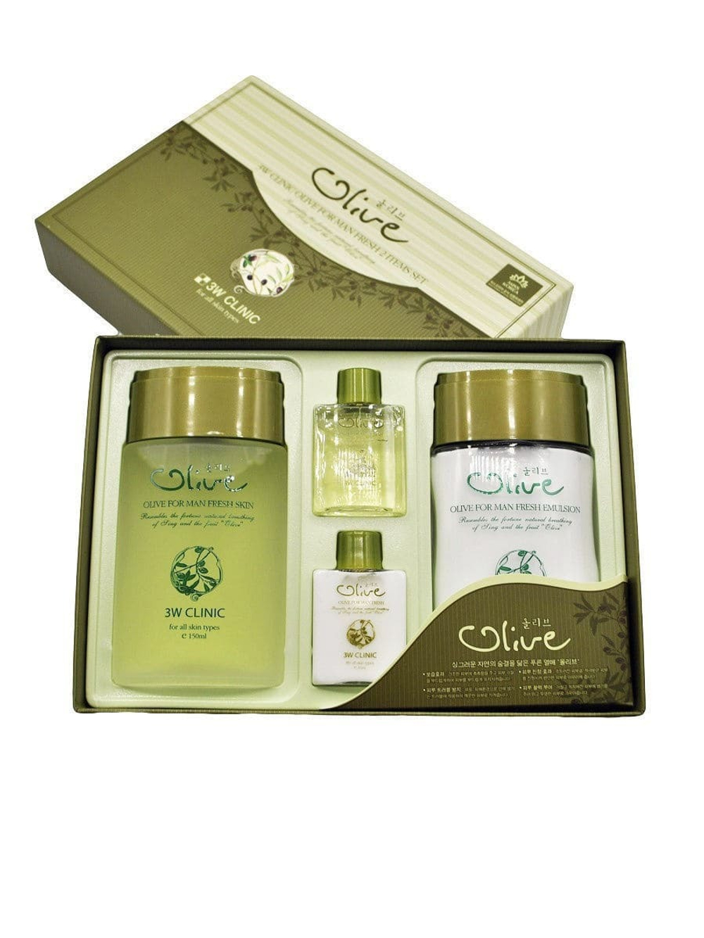 Набор для ухода за лицом 3W Clinic Olive For Man Fresh 2 Items Set для мужчин (тоник, эмульсия)