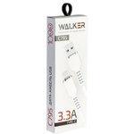 Кабель USB "WALKER" C795, 3.3А, Type-C, поддержка QC, мягкий силикон, белый