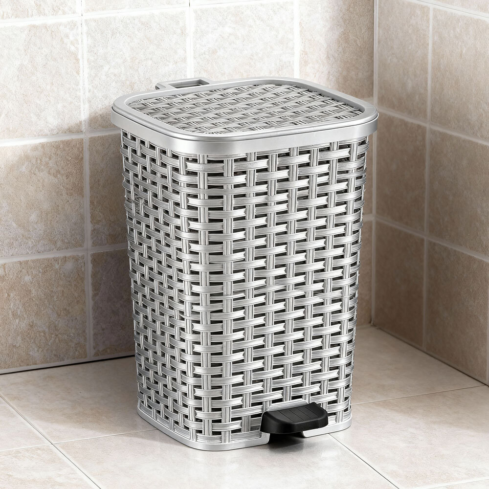 Ведро для мусора 6л с педалью "Плетеное", цвет микс