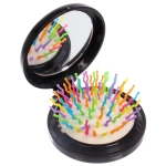 Расческа массажная детская складная «КАРАМЕЛЬ», вишенки, цвет черный, d-6см (пакет с подвесом)