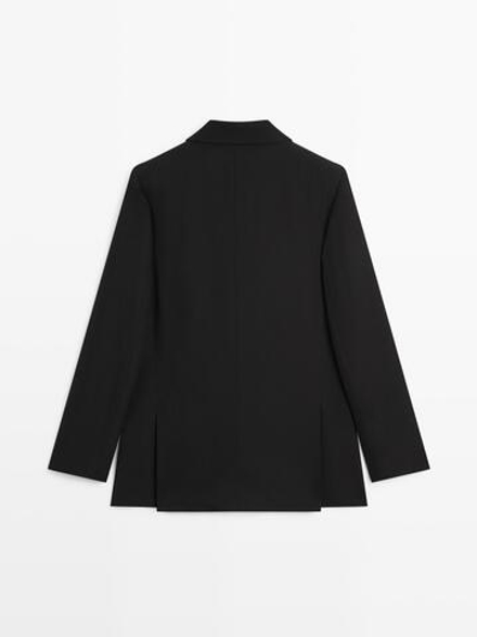 Massimo Dutti Костюмный пиджак из крепа, черный