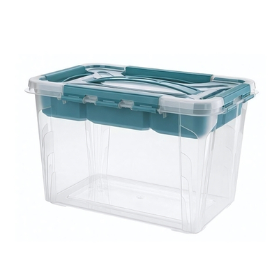 Ящик универсальный с замками и вставкой- органайзером "grand box", 290х190х180мм, 6,65л (голубой)