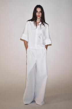 ZARA РУБАШКА ИЗ ПОПЛИНА — ZW COLLECTION, БЕЛЫЙ
