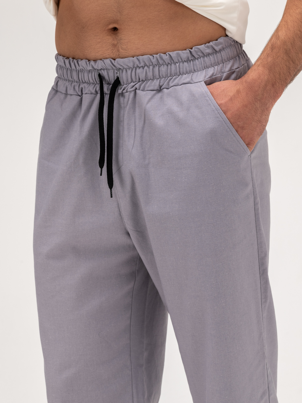 Джоггеры льняные. Грей
