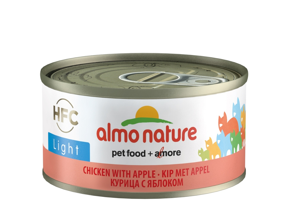 Almo Nature Низкокалорийные консервы для кошек с курицей и яблоком (HFC ALMO NATURE LIGHT CATS CHICKEN AND APPLE) 0,07 кг x 1 шт.