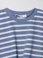 Голубой костюм для девочки на лето в полоску