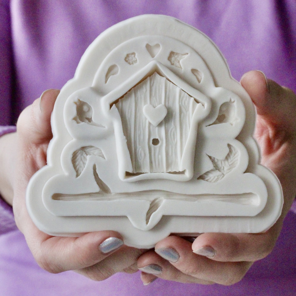 Молд силиконовый для лепки и творчества "Скворечник и птички" 10,7 см / Форма птицы для шоколада, мастики, воска и мыла