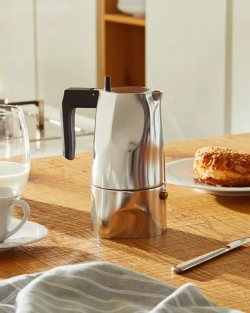 Alessi - Алюминиевая турка кофеварка под давлением Ossidiana на 6 чашек. полированный / артикул   MT18/6  / GTIN 8003299377381