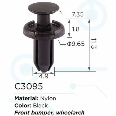 Клипса для крепления внутренней обшивки а/м Тойота пластиковая (100шт/уп.) Forsage клипса C3095(Toyota)