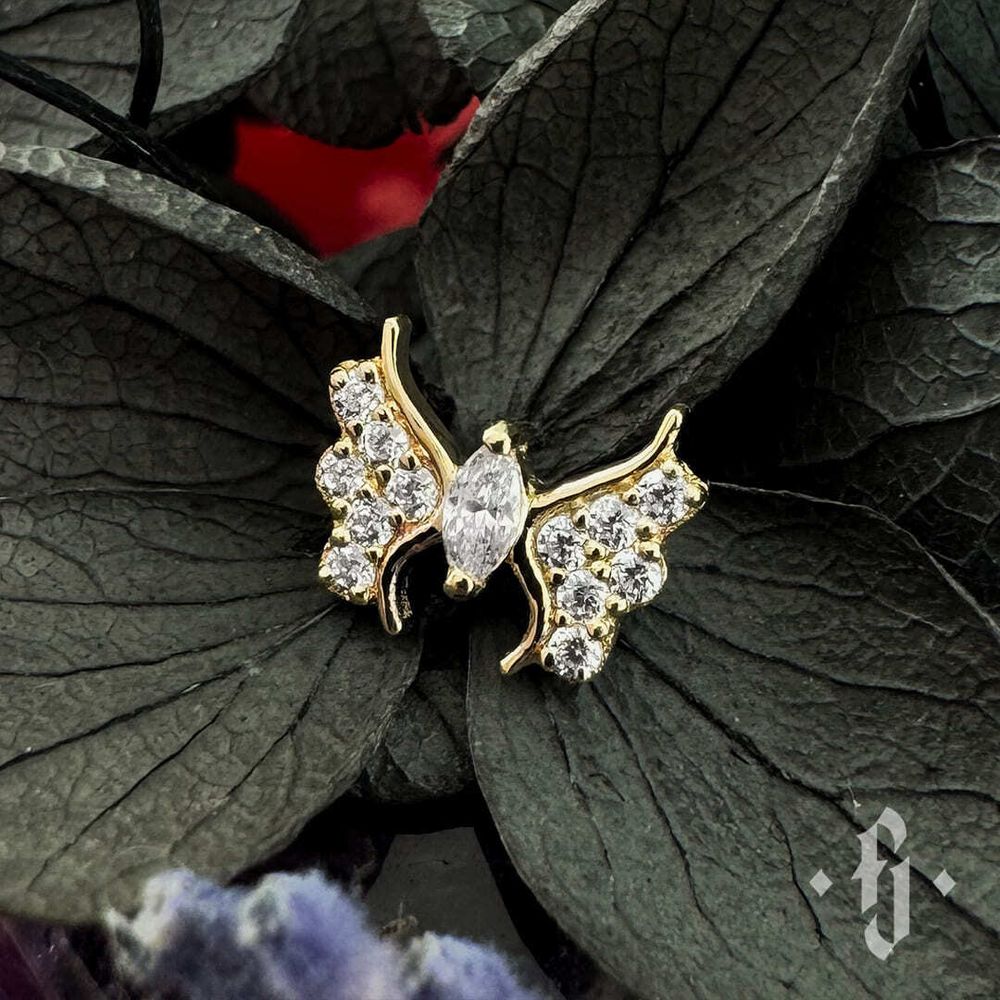 Накрутка &quot;Aglais&quot; - Желтое золото - White CZ