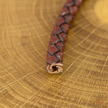 Шнур кожаный плетеный красный винтаж 6 мм (цена за 10 см)