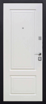 Входная металлическая дверь 9 см ТОЛСТЯК   букле черный, белый ясень/ грецкий орех