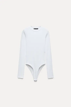 ZARA БОДИ ИЗ ХЛОПКА И МОДАЛА, БЕЛЫЙ