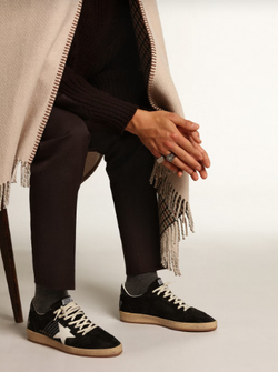 Мужские кеды Golden Goose Men's Ball Star in black suede with white leather star