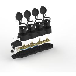 Колодка ЭРА KX-4e-B-IP44 каучуковая с заземлением 4 розетки 16A IP44 черная | Колодки