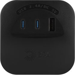 Разветвитель электрический ЭРА SP-4-3USBAC-B на 4 розетки + 3 USB A+C со шторками 10А черный | Тройники