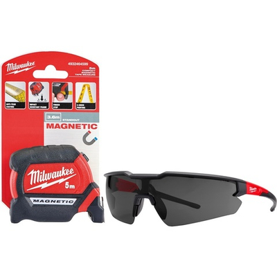 Набор Milwaukee: Рулетка PREMIUM магнитная MAGNETIC GEN III 5м+Очки ENHANCED затемненные