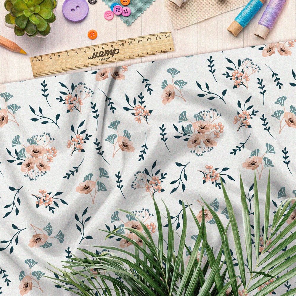 Ткань дюспо изящные цветочные композиции