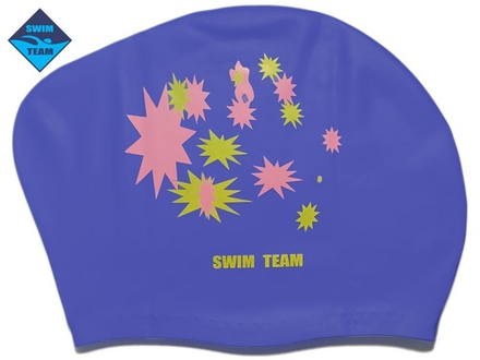 Шапочка для плавания для длинных волос звёзды: KW-S  (Синий)
