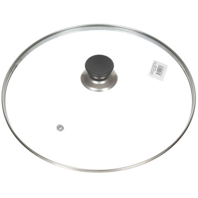 Крышка для посуды стекло, 30 см, Daniks, металл обод, кнопка пластик, HA231