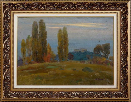 Картина Стрелова А.Е. "Осенние тополя" холст/масло 48х66,5