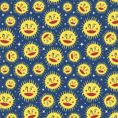 Синий паттерн с солнцем